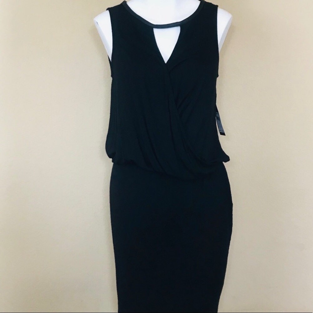Ella Moss Black Knit w/leather trim Keyhole